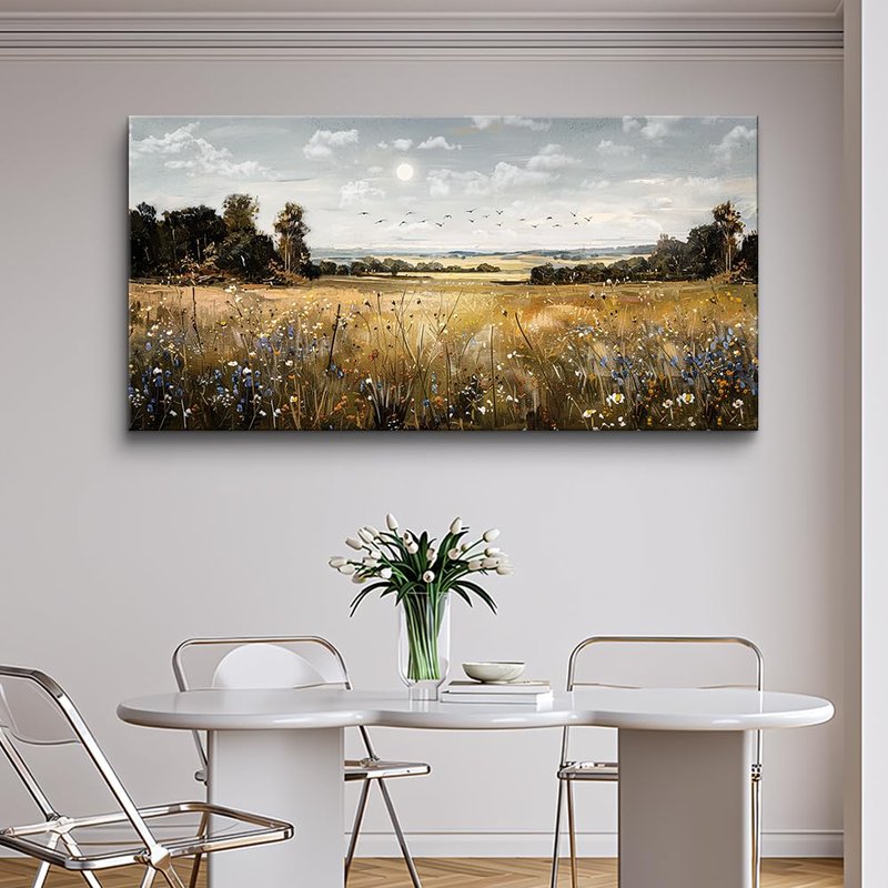 KELIYUAN Large Canvas Wall Art For Living Room Farmhouse Wall Decor For Bedroom Office Decorations Field Scenery Painting Countryside Wall Pictures Artwork Modern Ready To Hang Home Decor 24"X48"