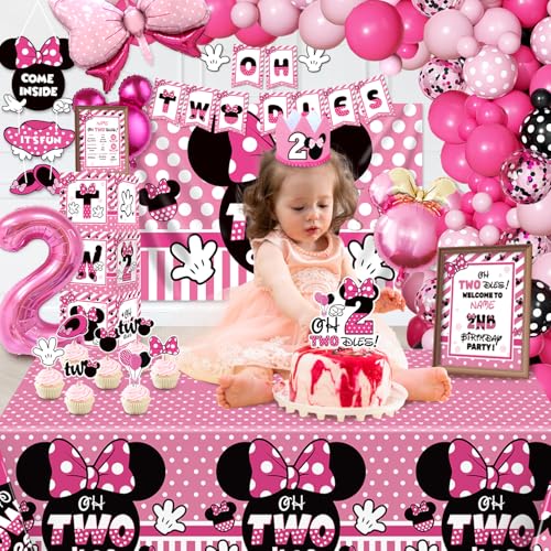 Oh Twodles 2nd Birthday Party Supplies Kit for Girls - 150 Pieces