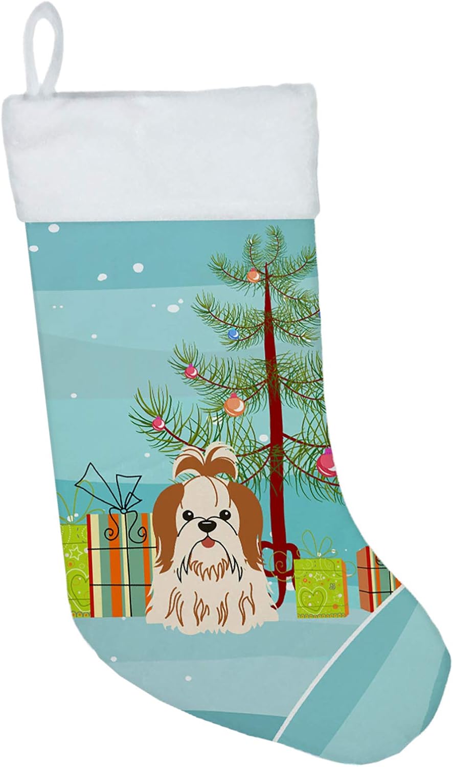 Merry Christmas Tree Dogue de Bordeaux Stocking - Festive Fireplace Decor for Holidays