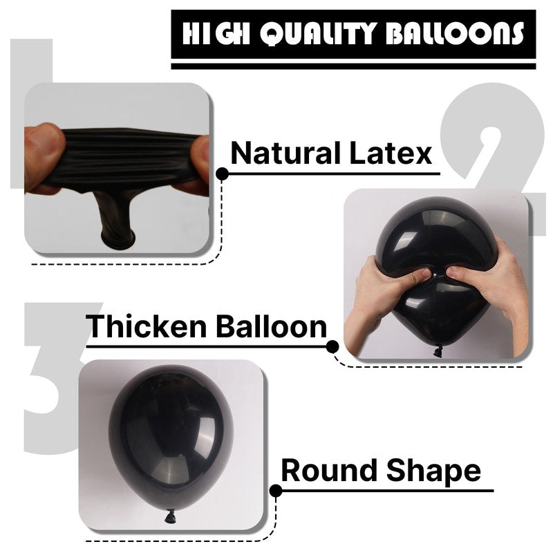PartyWoo Black Balloons 100pcs 5 Inch Black Matte Latex Helium Balloons for Birthday Wedding Anniversary Graduation Bachelorette Engagement Bridal Shower Retirement Party Decorations Black-Y18