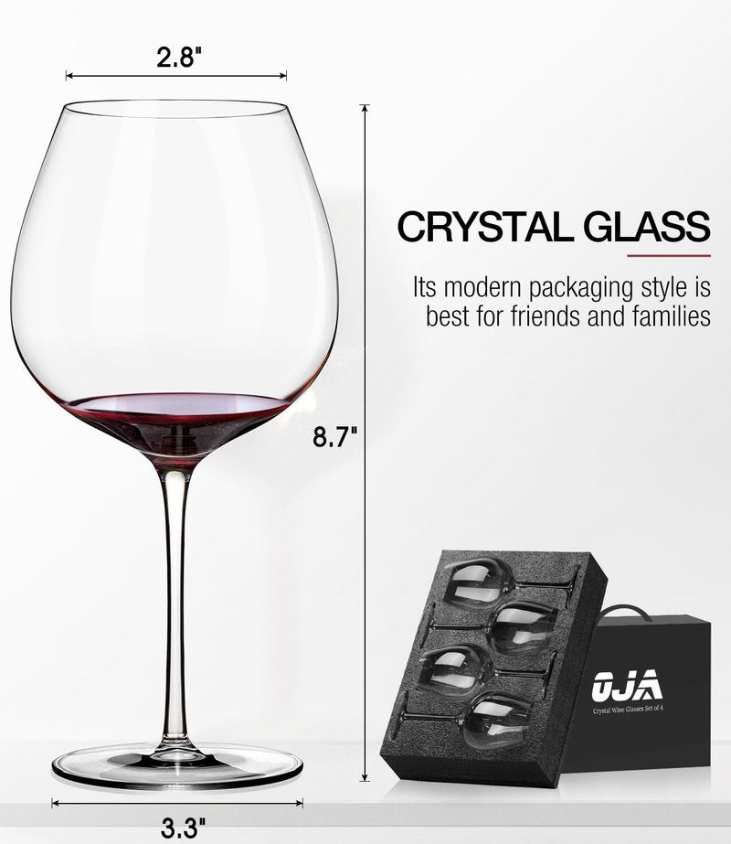 Red Wine Glasses Set of 4, Large Hand Blown Crystal Burgundy Glasses-Ultra-thin, Light for Wine Tasting, 23.5OZ, Perfect Gifts, Valentine's Day, Anniversary, Birthday