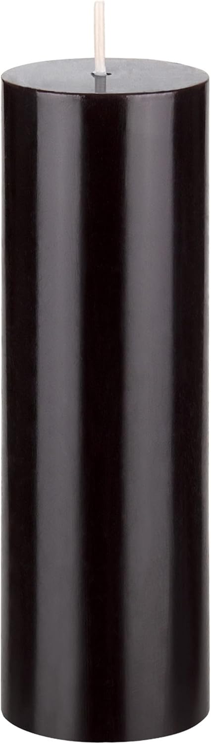 Unscented Black Pillar Candle - 2x6 Inch Hand Poured Premium Wax for Home Décor & Events