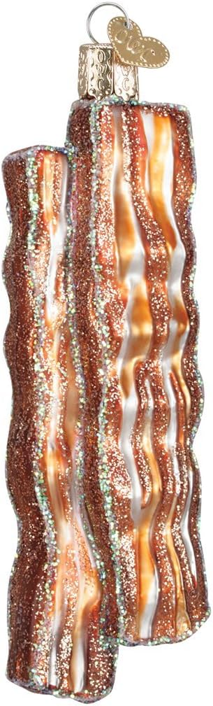 Handcrafted Glass Bacon Strips Ornament - Vintage Christmas Tree Decoration