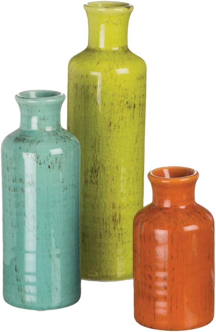 Red Vase Set - Boho Farmhouse Decor for Kitchen, Bedroom & Living Room - CM2407