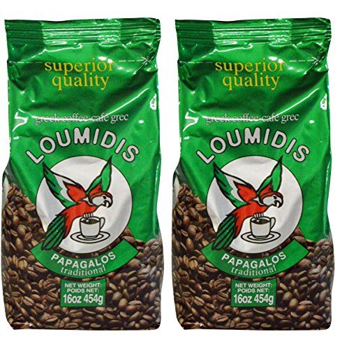 Greek Ground Coffee Papagalos 2 Pack - Traditional 16 Ounces for Authentic Brew