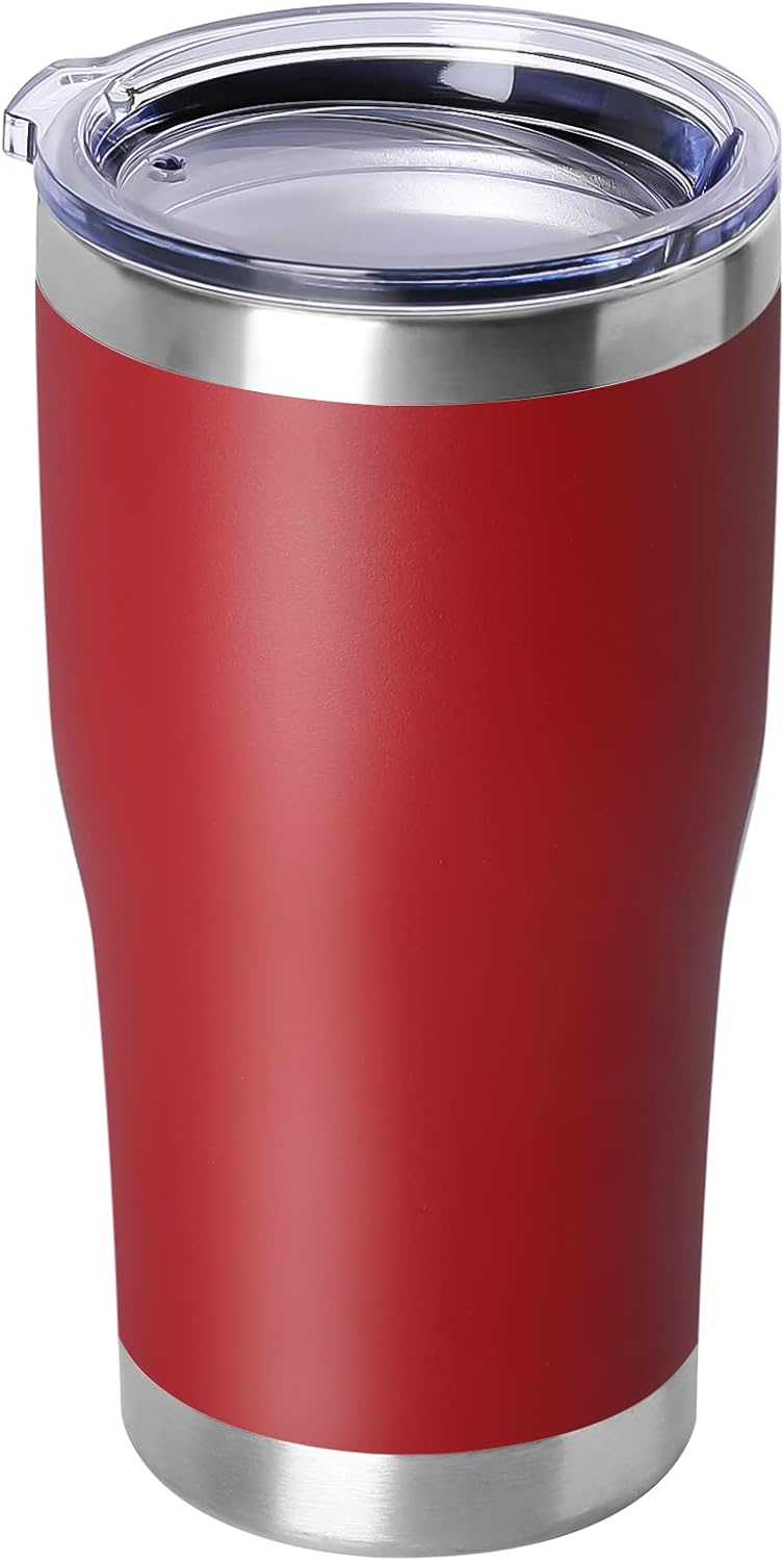 DOMICARE 20oz Tumbler with Lid Stainless Steel Tumblers Bulk, Double Wall Vacuum Insulated Coffee Travel Mug Powder Coated Tumbler, 8 Pack Purple