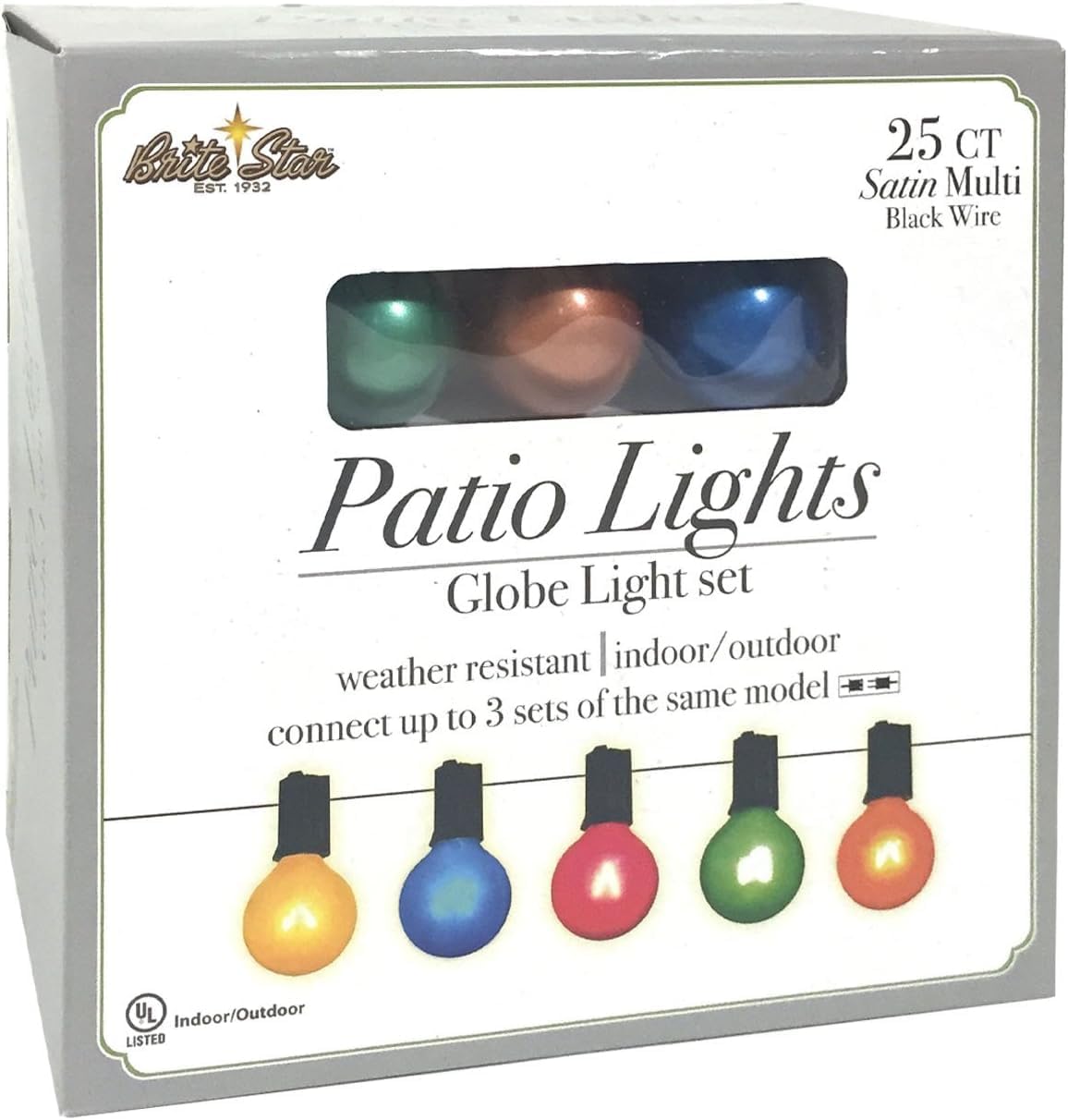 Frosted Clear G40 String Lights - 25 Count Decorative Lighting by Brite Star