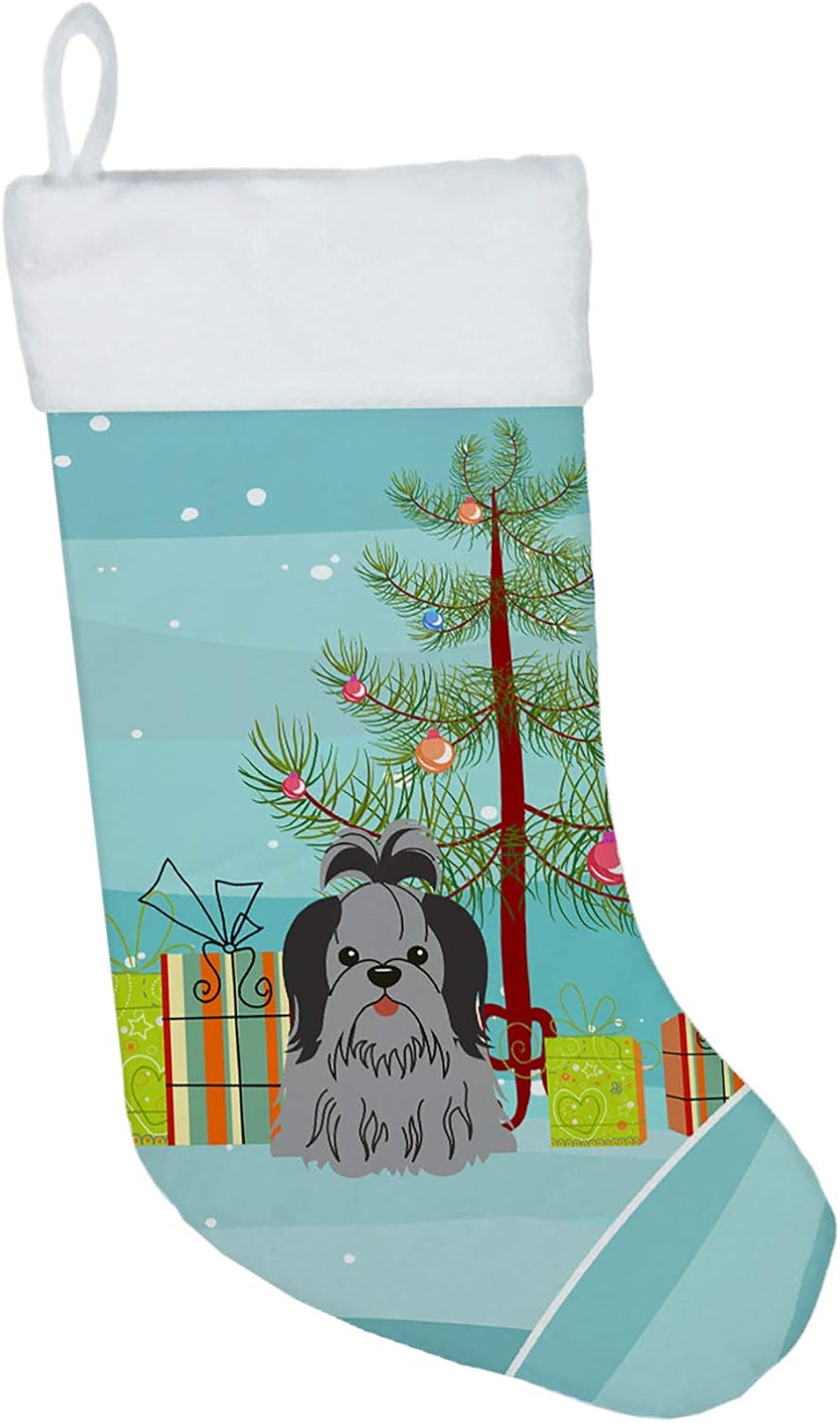 Merry Christmas Tree Dogue de Bordeaux Stocking - Festive Fireplace Decor for Holidays