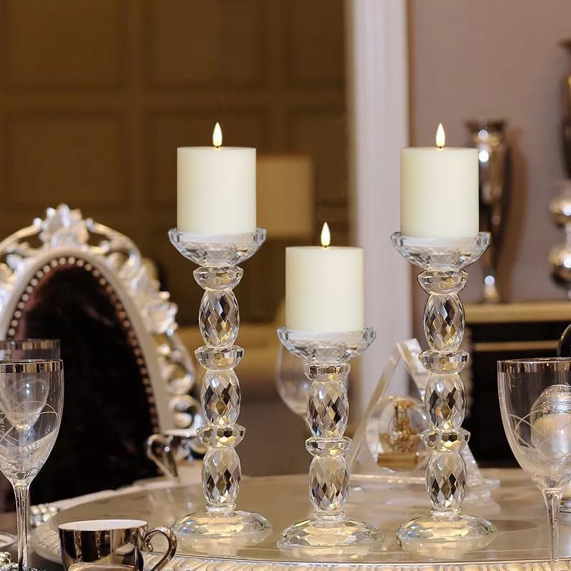 Flameless LED Candles Set of 2 - 3x3 Inch Dimmable Ivory Wax Pillars with Remote Control & Timers for Home Decor
