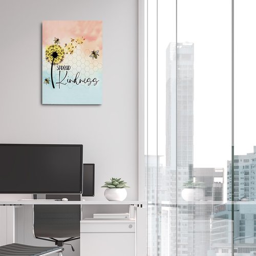 Henhesaha Cute Bee Decor - Inspirational Quotes Canvas Wall Art | Framed Aesthetic Prints for Home & Bedroom (11.4x15 IN)