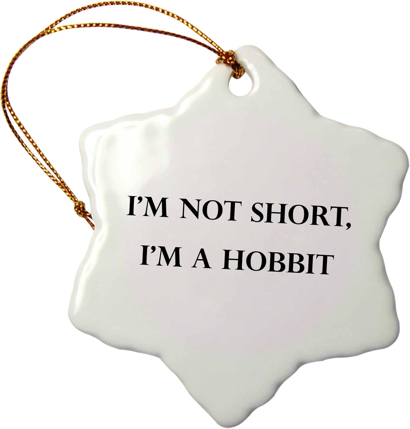 3-Inch Porcelain Snowflake Ornament - 'I'm Not Short, I'm a Hobbit' Design