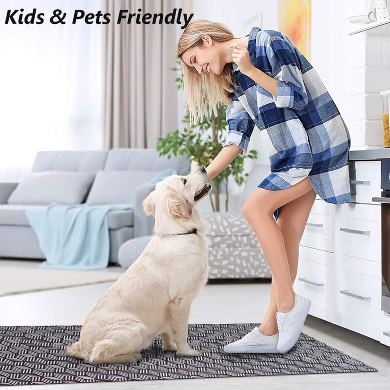 Area Rug Non Slip, 3FT x 5FT Hallway Washable Runner Rug Indoor Outdoor Rubber Back Carpet Mat for Kitchen Entryway Laundry Room Foyer Balcony Living Room, Black and White