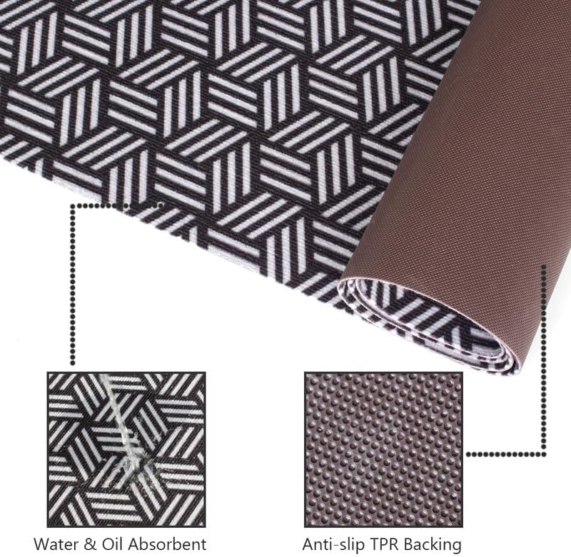Area Rug Non Slip, 3FT x 5FT Hallway Washable Runner Rug Indoor Outdoor Rubber Back Carpet Mat for Kitchen Entryway Laundry Room Foyer Balcony Living Room, Black and White