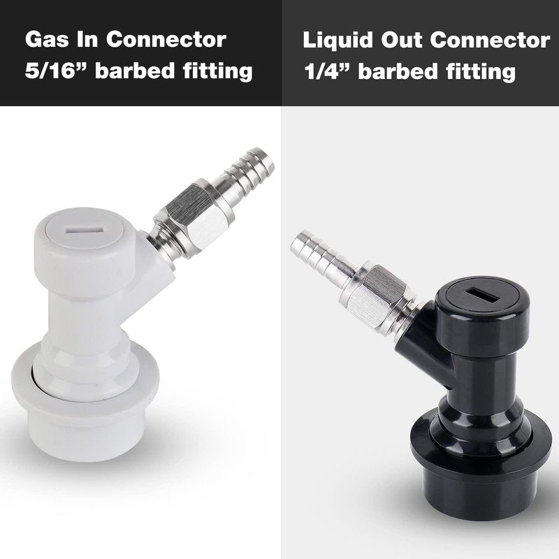 Ball Lock Keg Disconnect Quick Ball Lock MFL Disconnect Flared 5/16” Gas 1/4” Liquid Barbed Stainless Swivel Nuts for Corny Keg Post Ball Lock Keg Fittings for Homebrew with Clamps
