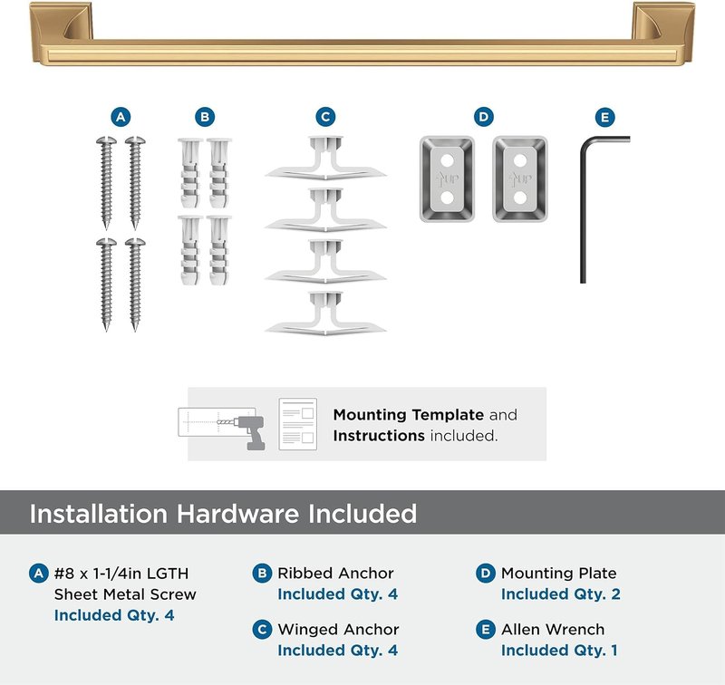 Amerock BH36023CZ | Champagne Bronze Towel Bar | 18 inch (457 mm) Center to Center Towel Rack | Mulholland | Bathroom Towel Holder | Bathroom Hardware | Bath Accessories