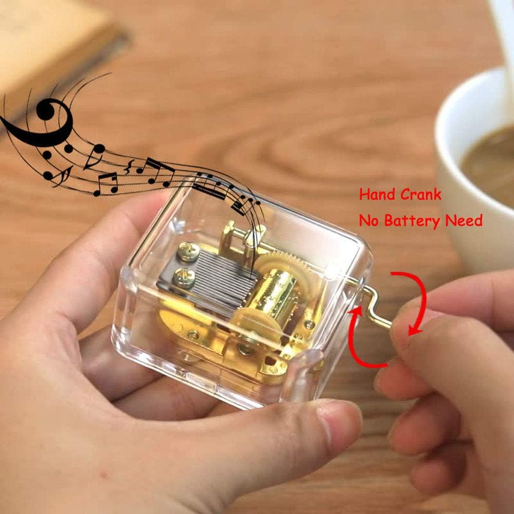 Small World Music Box - Clear Gold Hand Crank Musical Gift for Mom, Dad, & Kids