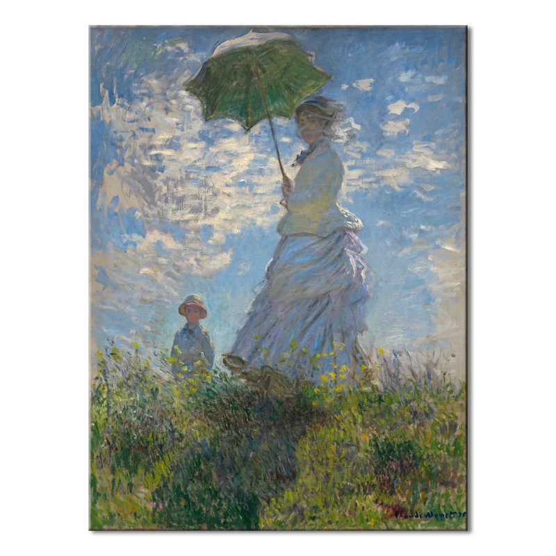 Wieco Art Woman with a Parasol Madame Monet and Her Son of Claude Monet Large Canvas Prints Wall Art Classic Oil Paintings Gallery Wrapped People Pictures Artwork for Bedroom Home Decor