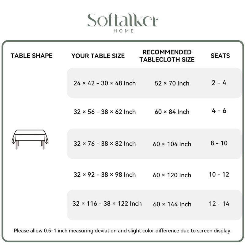 Softalker Sage Green Tablecloth Rectangle, Jacquard Weaved Texture Pattern Spring Tablecloth, Waterproof Wrinkle Free Washable Table Cloth for Outdoor Party Dinner - 52 x 70 Inch