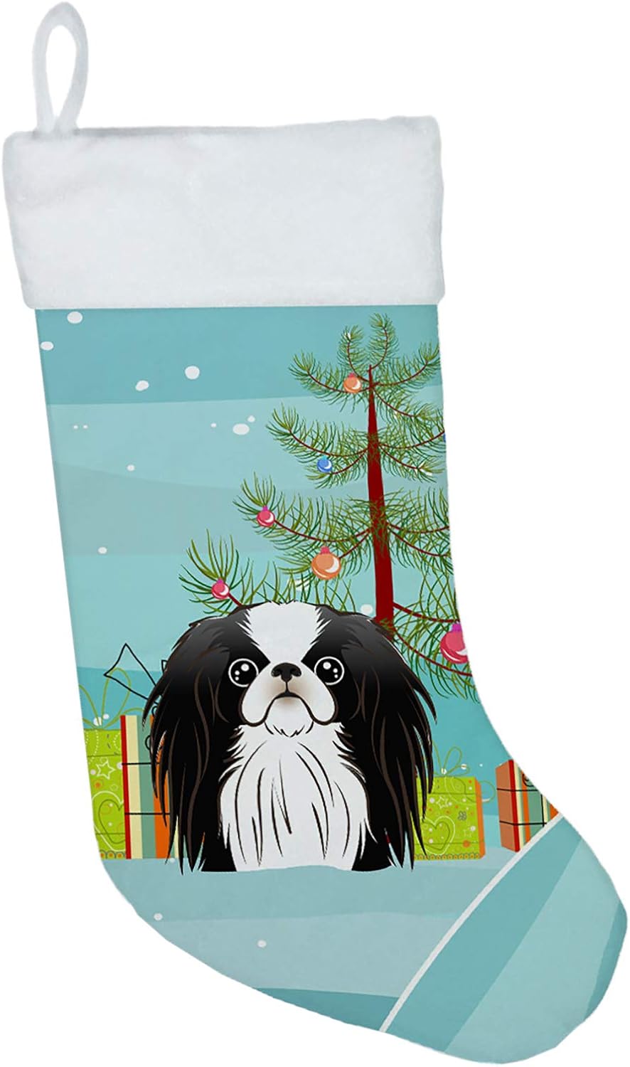 Shih Tzu Christmas Stocking - Chocolate Brown Dog Holiday Decor for Fireplace