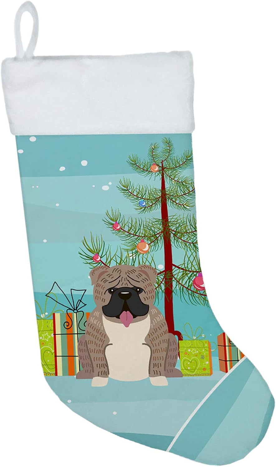 Merry Christmas Tree Dogue de Bordeaux Stocking - Festive Fireplace Decor for Holidays