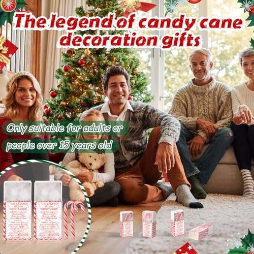 Wonderjune 60 Sets Christmas Candy Cane Gift Set with Story Cards & Boxes