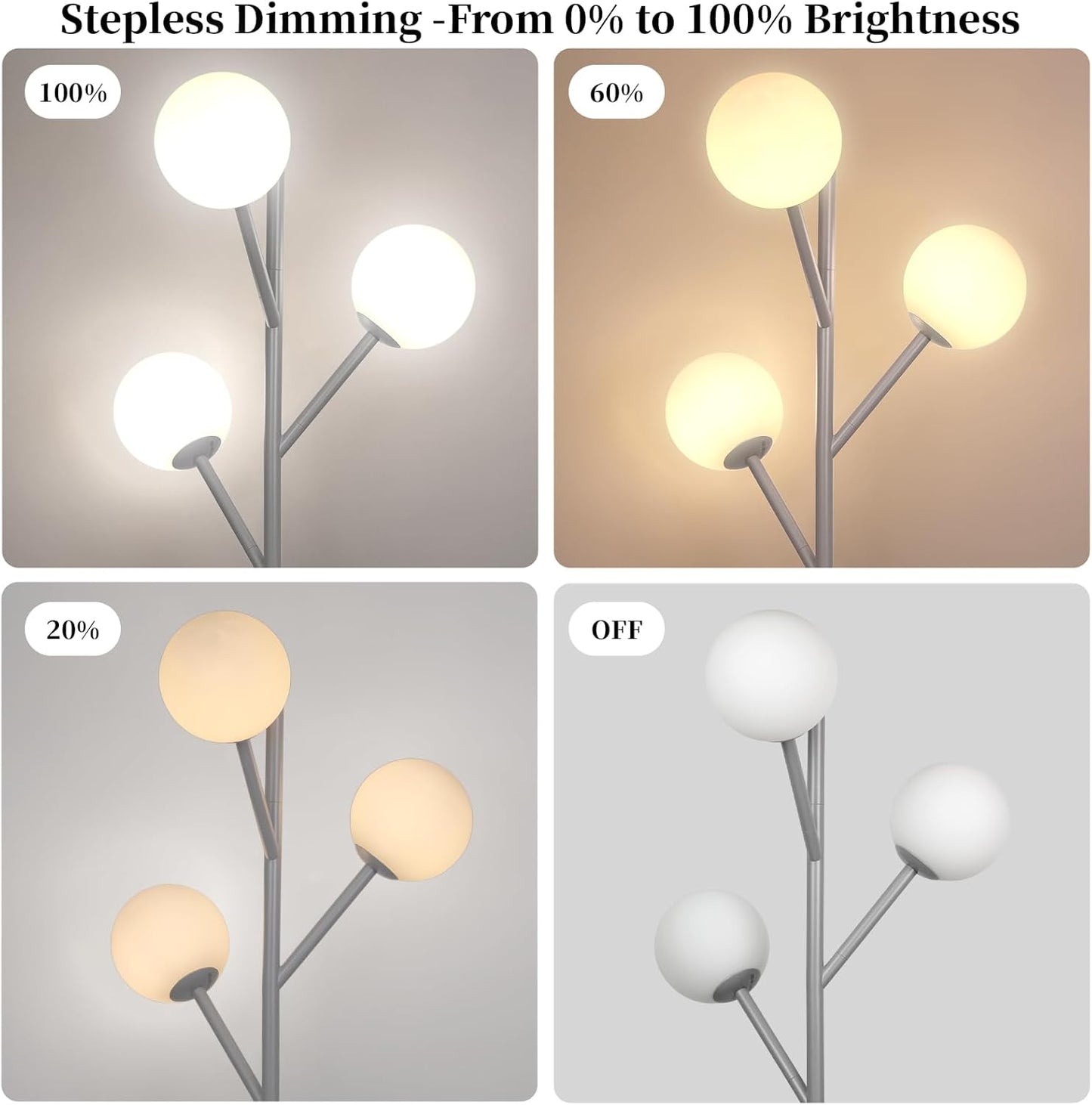 Globe Mid Century Tree Floor Lamp with 3 Light Bulbs,70in Tall Standing Glod Floor Lamp with Frosted Glass Shade for Living Room,Office,Bedroom, Study Room, Hotel, Antique Brass Lighting