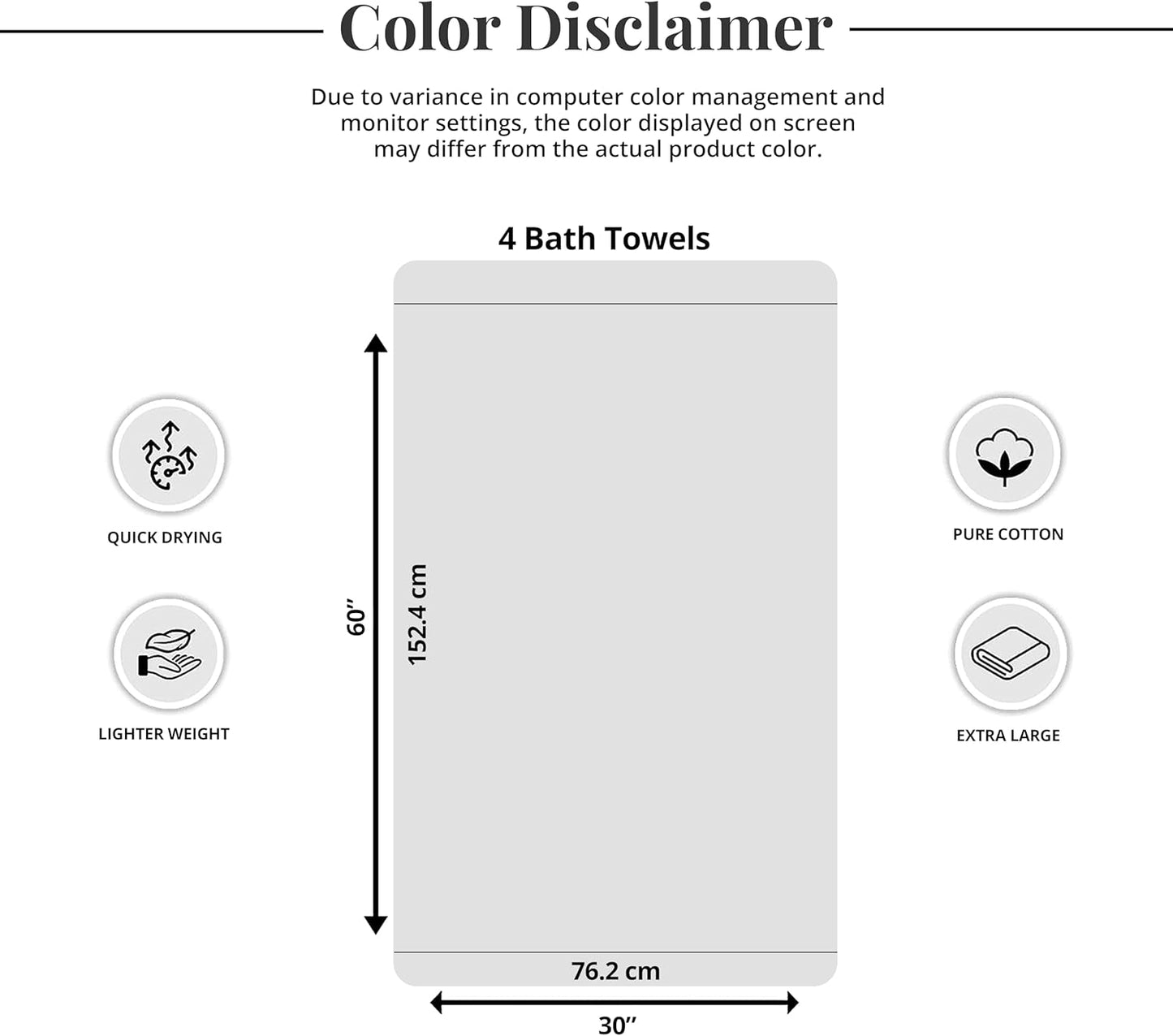 Tens Towels Extra Large Bath Towels - 100% Cotton, Super Soft & Absorbent | 30 x 60 Inches, Beige - Pack of 4