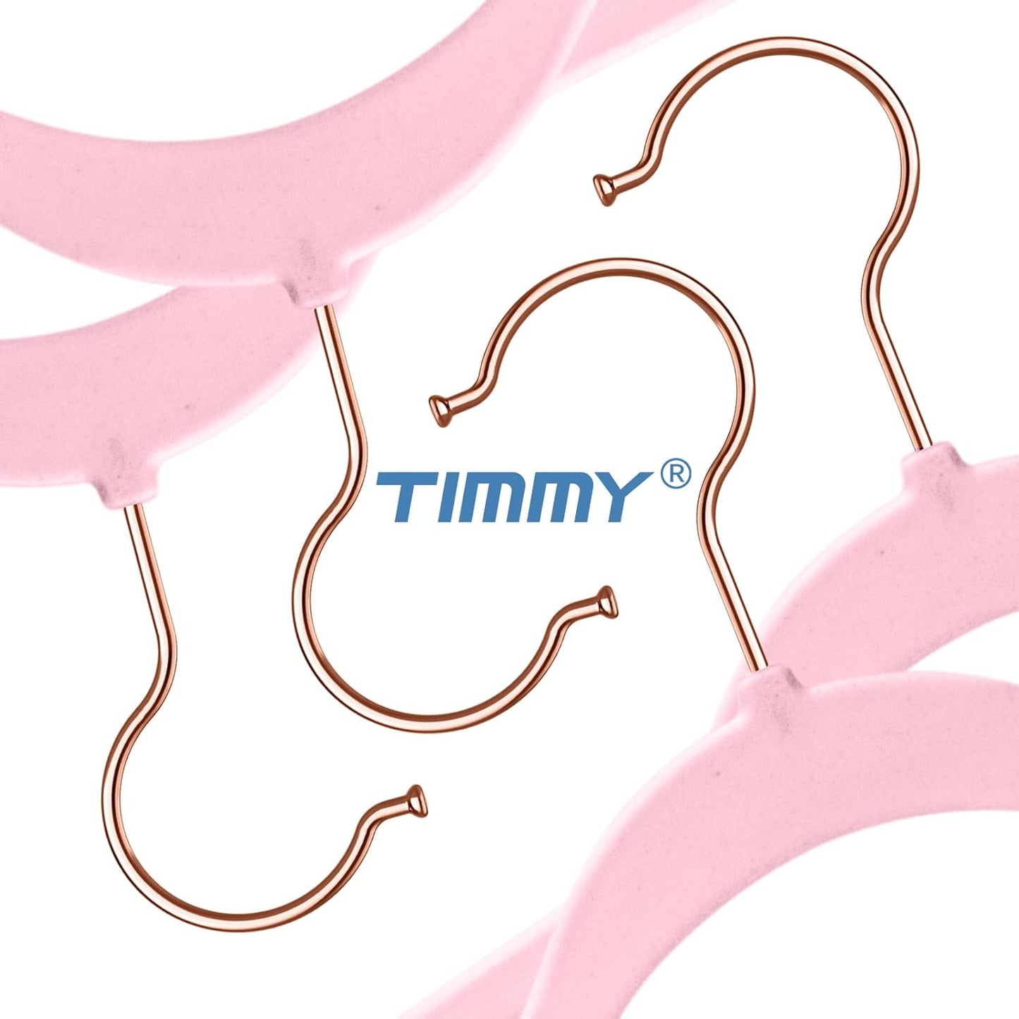 TIMMY Velvet Hangers - 50-Pack Ultra-Thin Space-Saving Suit & Coat Hangers | Heavy-Duty Pink Design