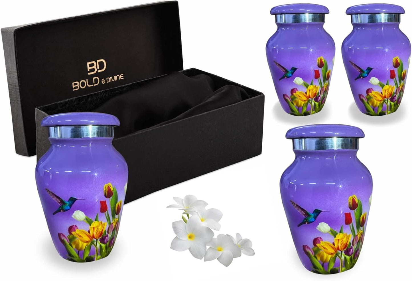 BOLD & DIVINE Adult Purple Hummingbird Cremation Urn | Human Ashes Adult Memorial urn, Burial, Funeral Cremation Urns | 200 Cubic Inches (Large Adult)