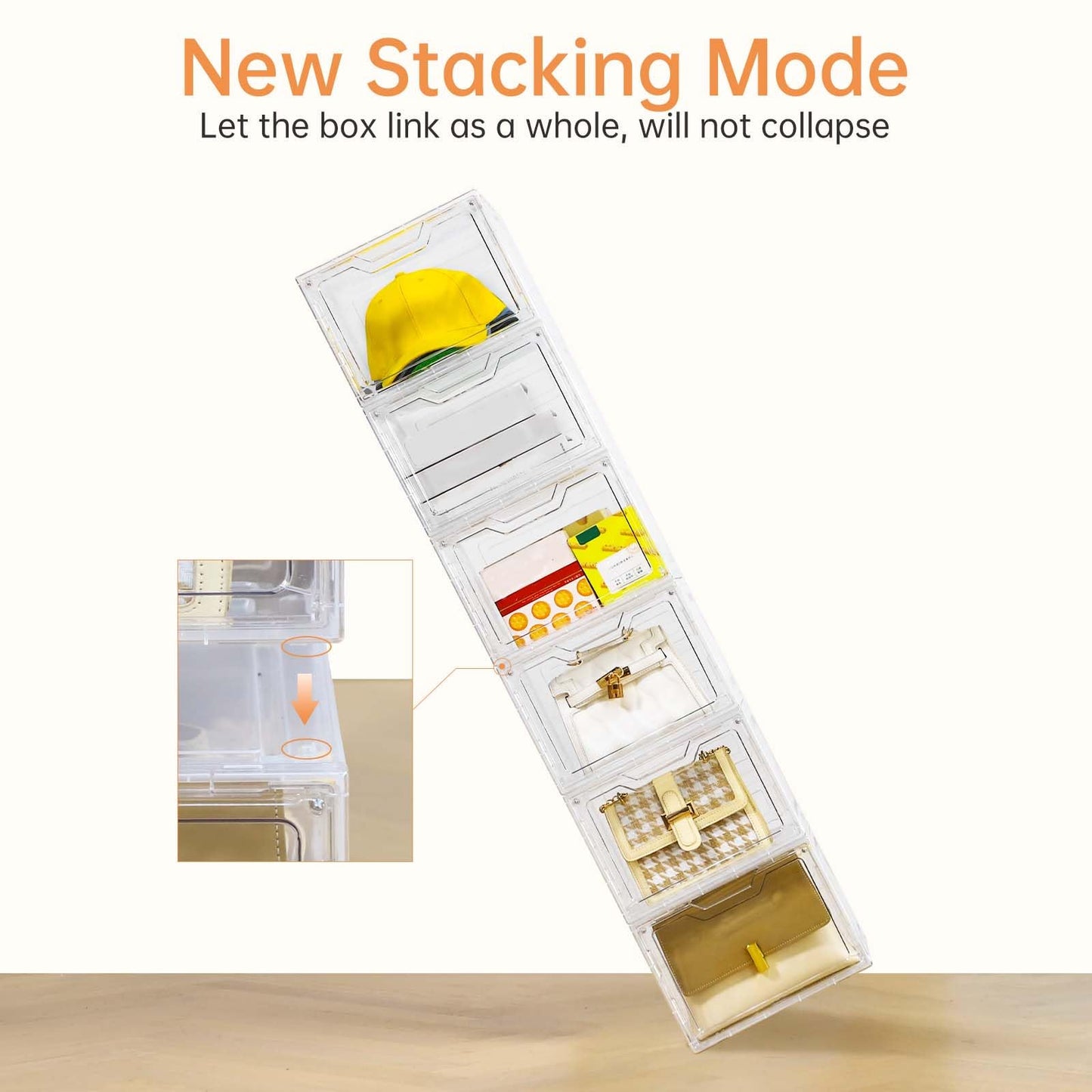 Freebat 10 Pack Closet Organizers and Storage,Clear Stackable Plastic Storage Bins with Lids Magnetic Doors,Clothes Organizers and Storage,Plastic Craft Containers for Wardrobe Kitchen Bathroom Office