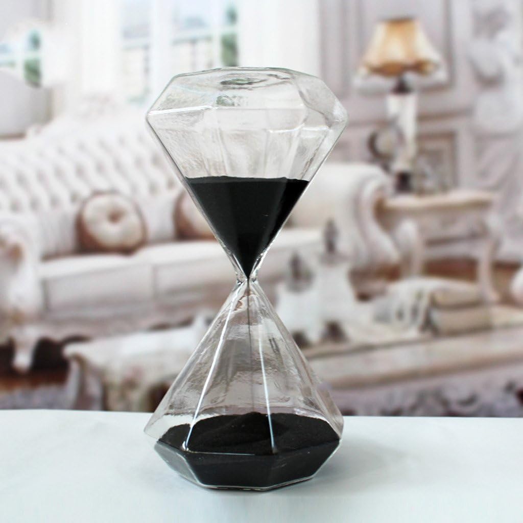 30-Minute Colorful Diamond Shape Glass Hourglass Timer - Elegant Home Desk Decor & Kitchen Countdown Gift