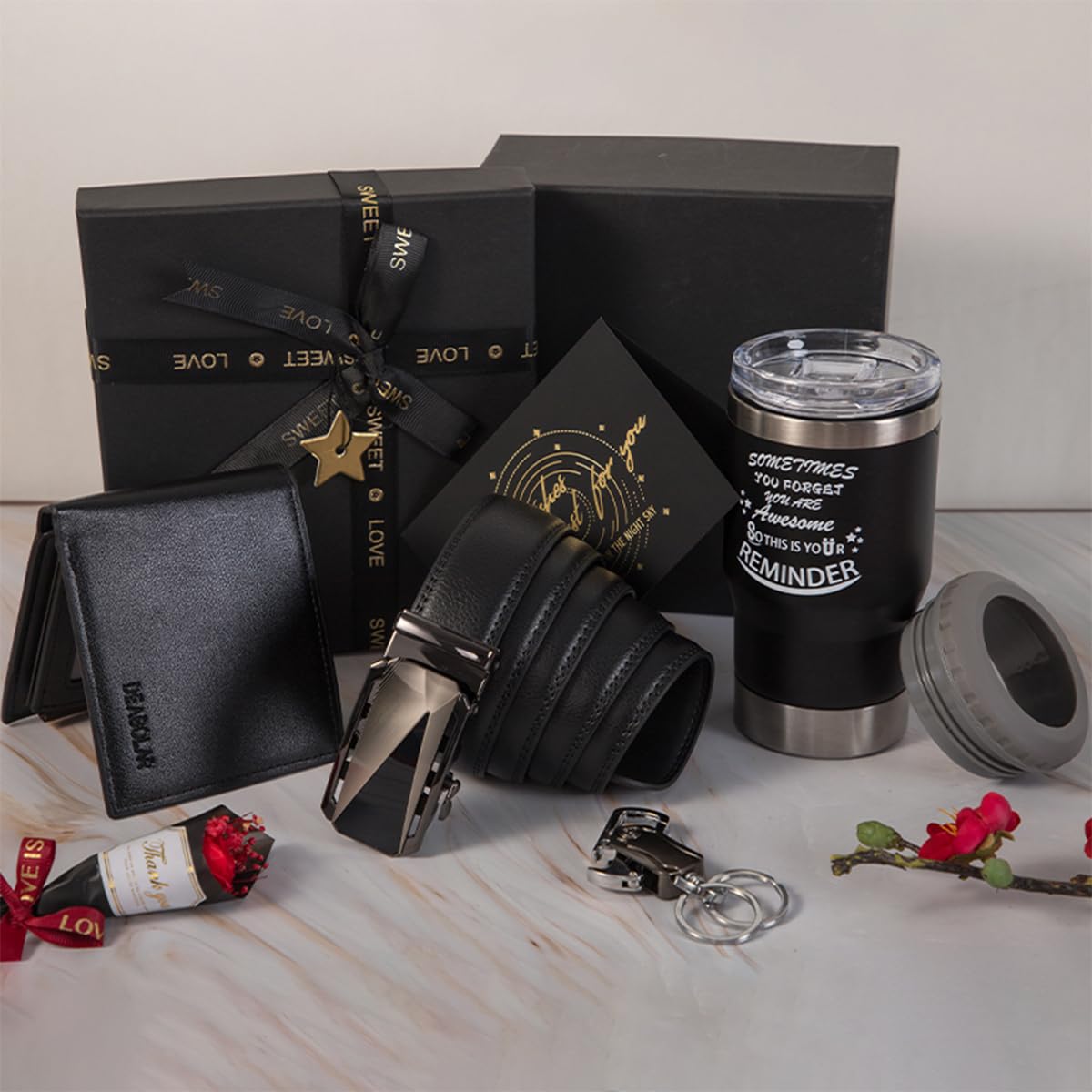 Birthday Gifts for Men Who Have Everything, Premium Gift Baskets for Men, Birthday Gift Basket for Him, Ideal Gifts for Dad, Boyfriend, Husband, Brother, Manual, Black