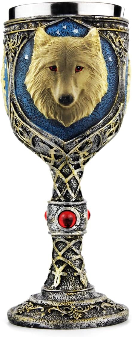 Stainless Steel Wolf Goblet - 3D Resin Wine Chalice Cup for Unique Occasions