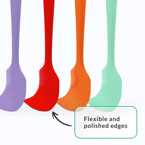 Elihome Chef Series 3 Piece Silicone Spatula Set - 600°F Heat Resistant Non Stick Rubber Kitchen Scraper Spatulas for Cooking, Baking, and Mixing – BPA Free and LFGB Certified Silicone (Red)