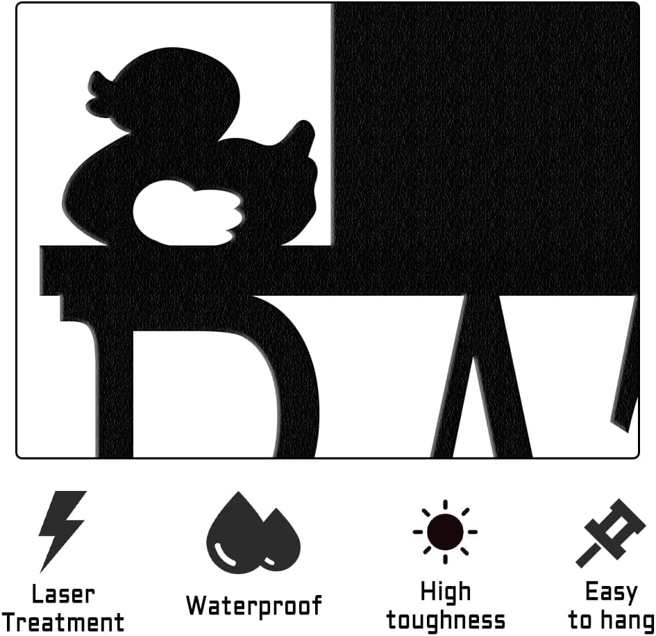 XORT Metal Bathroom Wall Art - Funny Farmhouse Decor Sign for Modern Homes | Black - 12 x 14 Inch