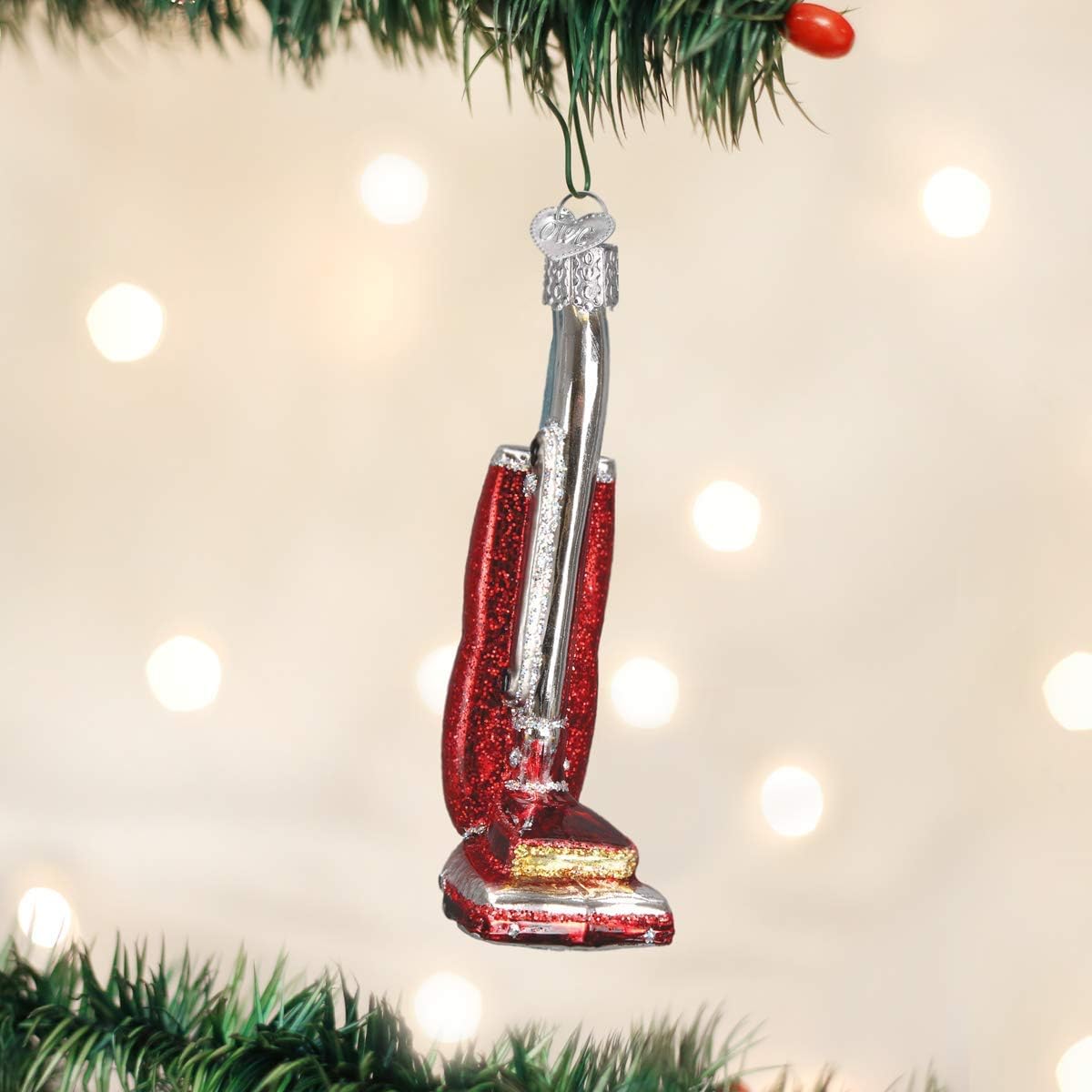 Upright Vacuum Glass Blown Ornament for Christmas Tree - 4.25” x 1.25” - Old World Style
