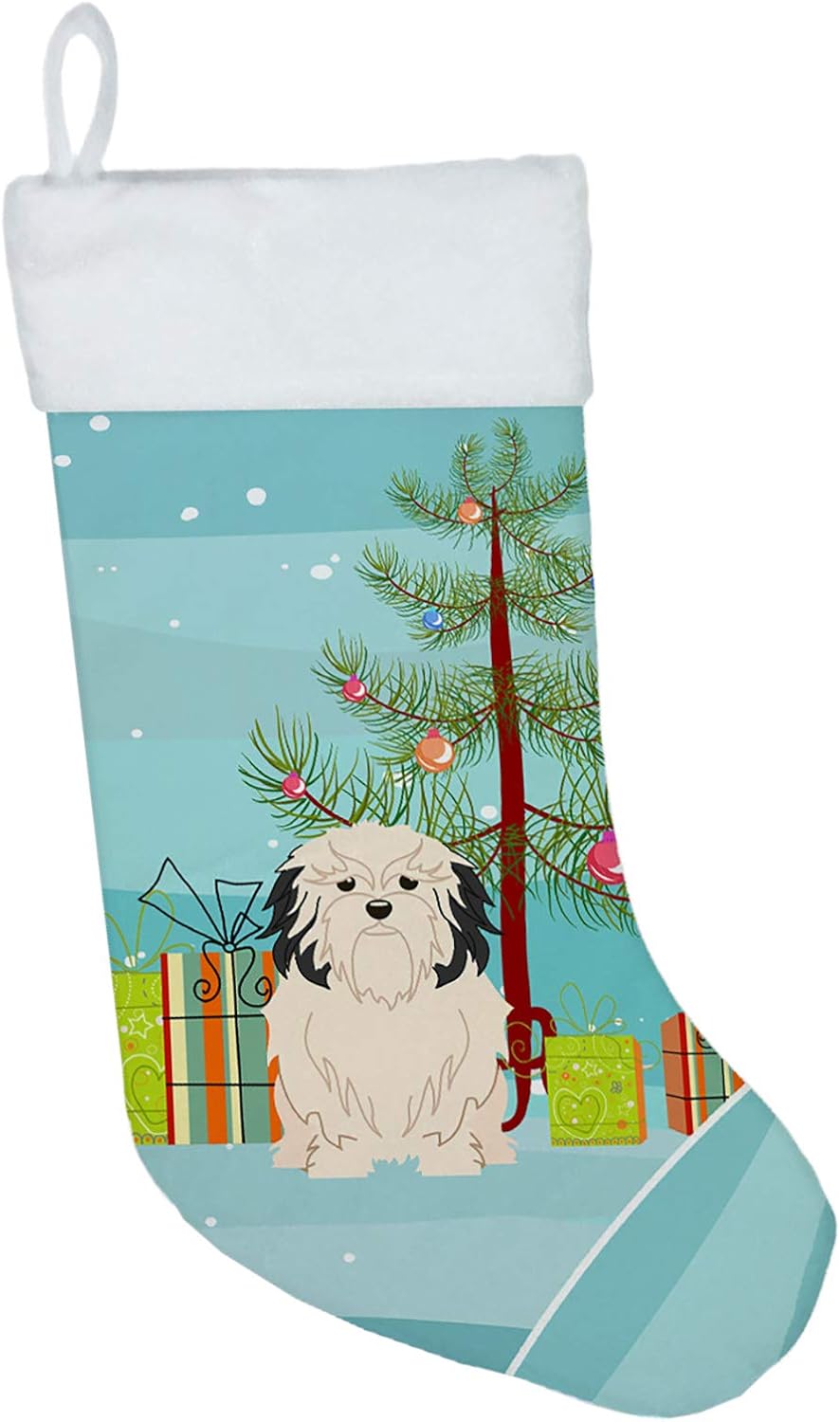 Merry Christmas Tree Dogue de Bordeaux Stocking - Festive Fireplace Decor for Holidays