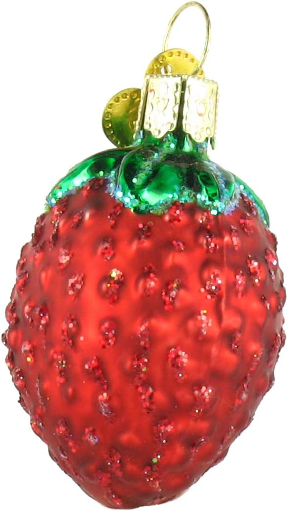 Chocolate Dipped Strawberry Glass Blown Christmas Ornaments - Old World Christmas (28116)