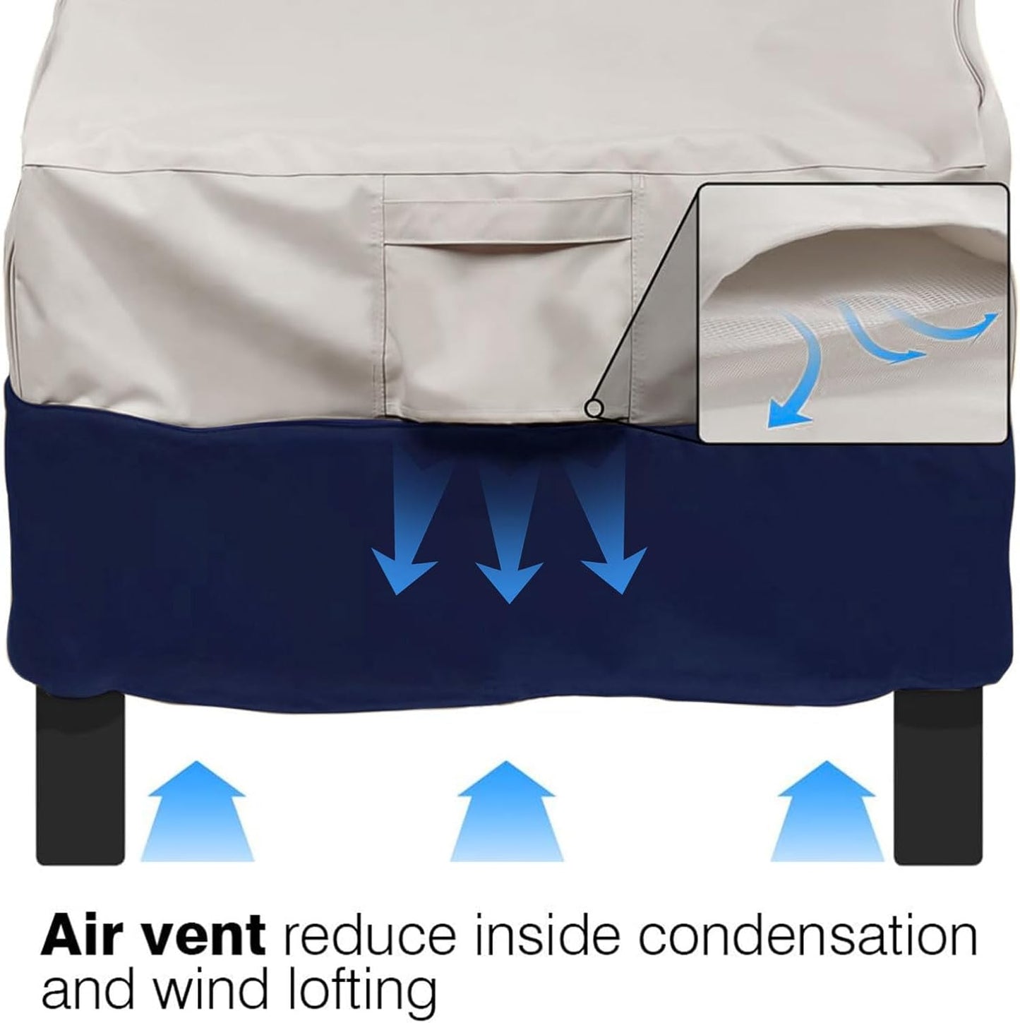 Vailge Patio Chair Covers - Heavy-Duty Waterproof Lounge Deep Seat Protection | Beige & Blue, 2 Pack - Large