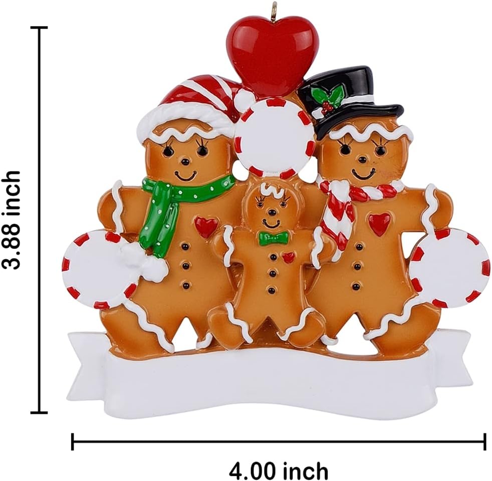 Personalized Gingerbread Family of 6 Christmas Ornaments - Unique Keepsake Gifts