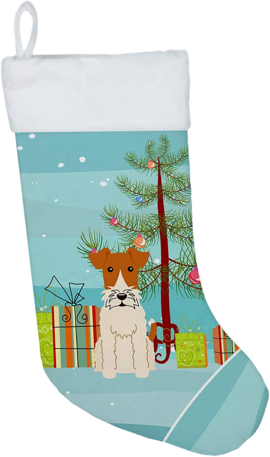 Merry Christmas Tree Dogue de Bordeaux Stocking - Festive Fireplace Decor for Holidays