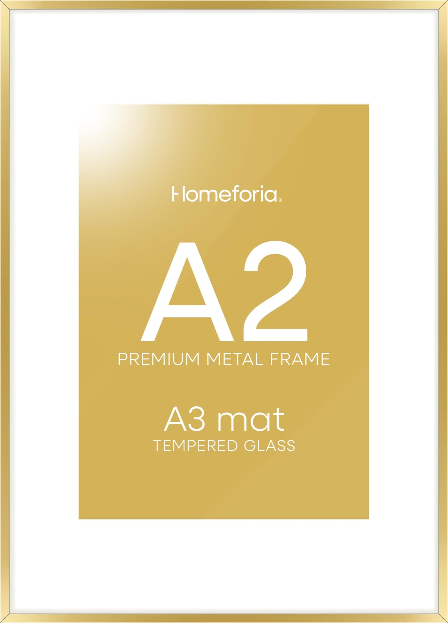 Homeoforia A2 Picture Frame Gold, High End Metal 16.5 x 23.5 inches Poster Frames with Mat 11.7 x 16.5 for Photo, A2 Size Frame Matted to A3 Print, 16.5 by 23.4 Hanging Frame, Tempered Glass, Wall Hook Included, Set of 1