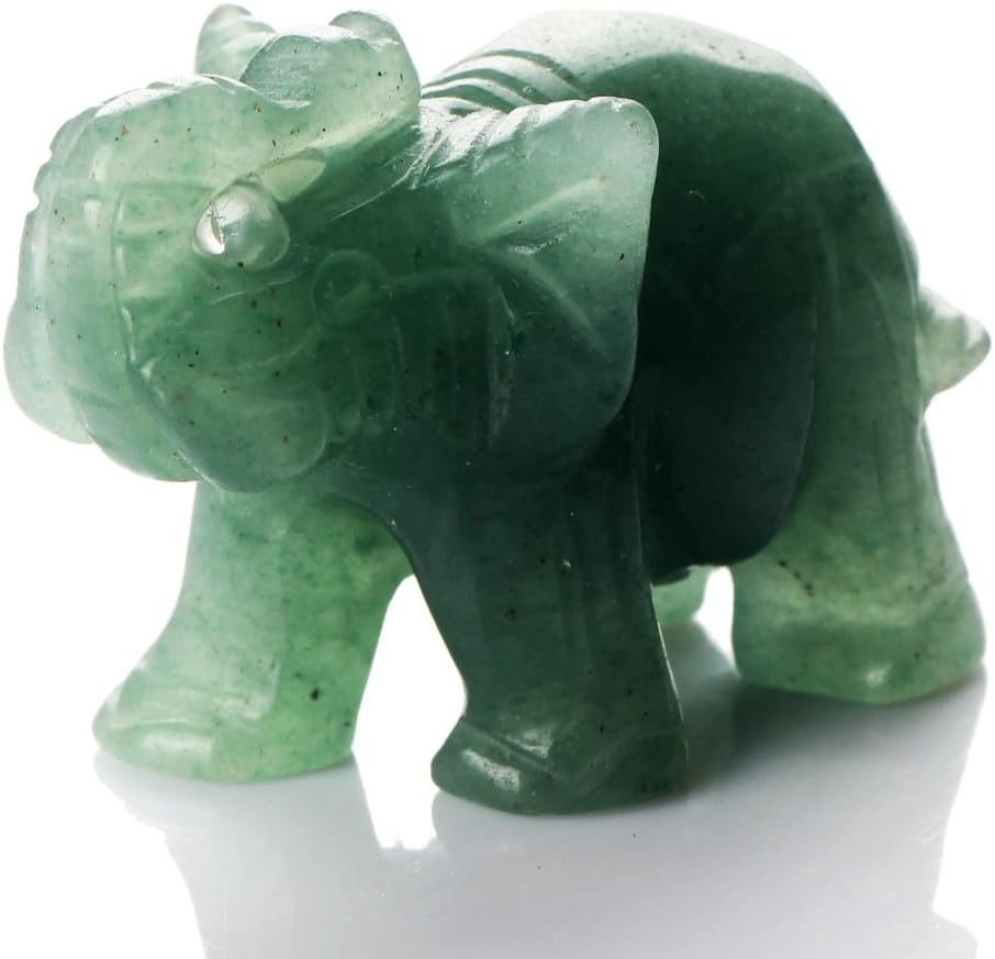 Opal Opalite Elephant Statue - 1.5" Natural Stone Carved Figurine for Chakra Healing