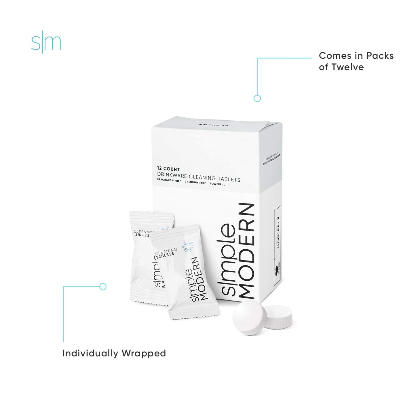 Simple Modern Cleaning Tablets for Water Bottles, Tumblers, Coffee Mugs, Stainless Steel Drinkware, 12 Pack