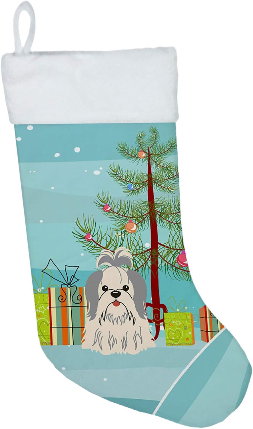 Merry Christmas Tree Dogue de Bordeaux Stocking - Festive Fireplace Decor for Holidays