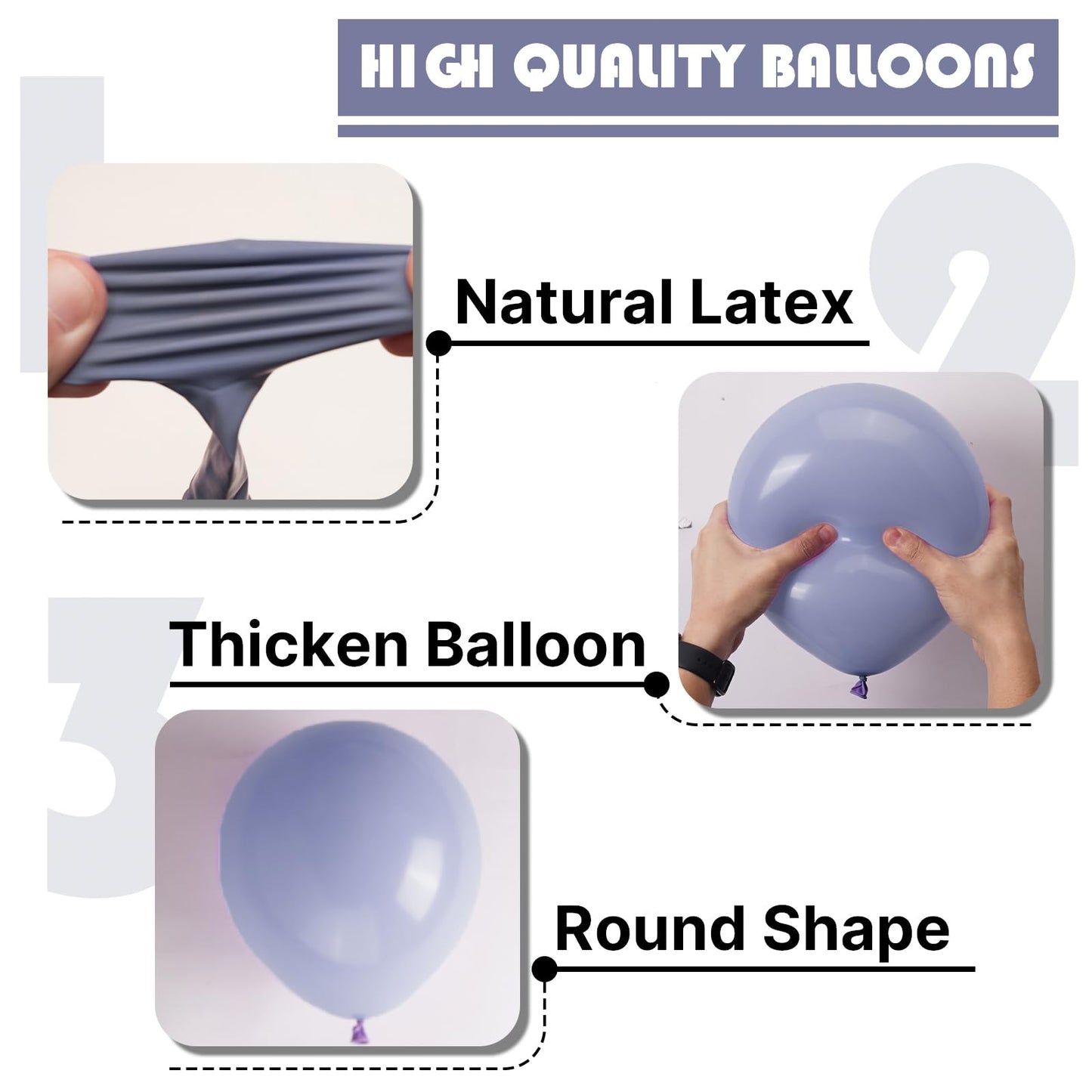 PartyWoo Dusty Blue Balloons 101pcs 12 Inch Boho Dusty Purple Muted Lavender Latex Balloons for Boy Baby Shower Anniversary Bachelorette Graduation Engagement Birthday Party Decorations Blue-F16