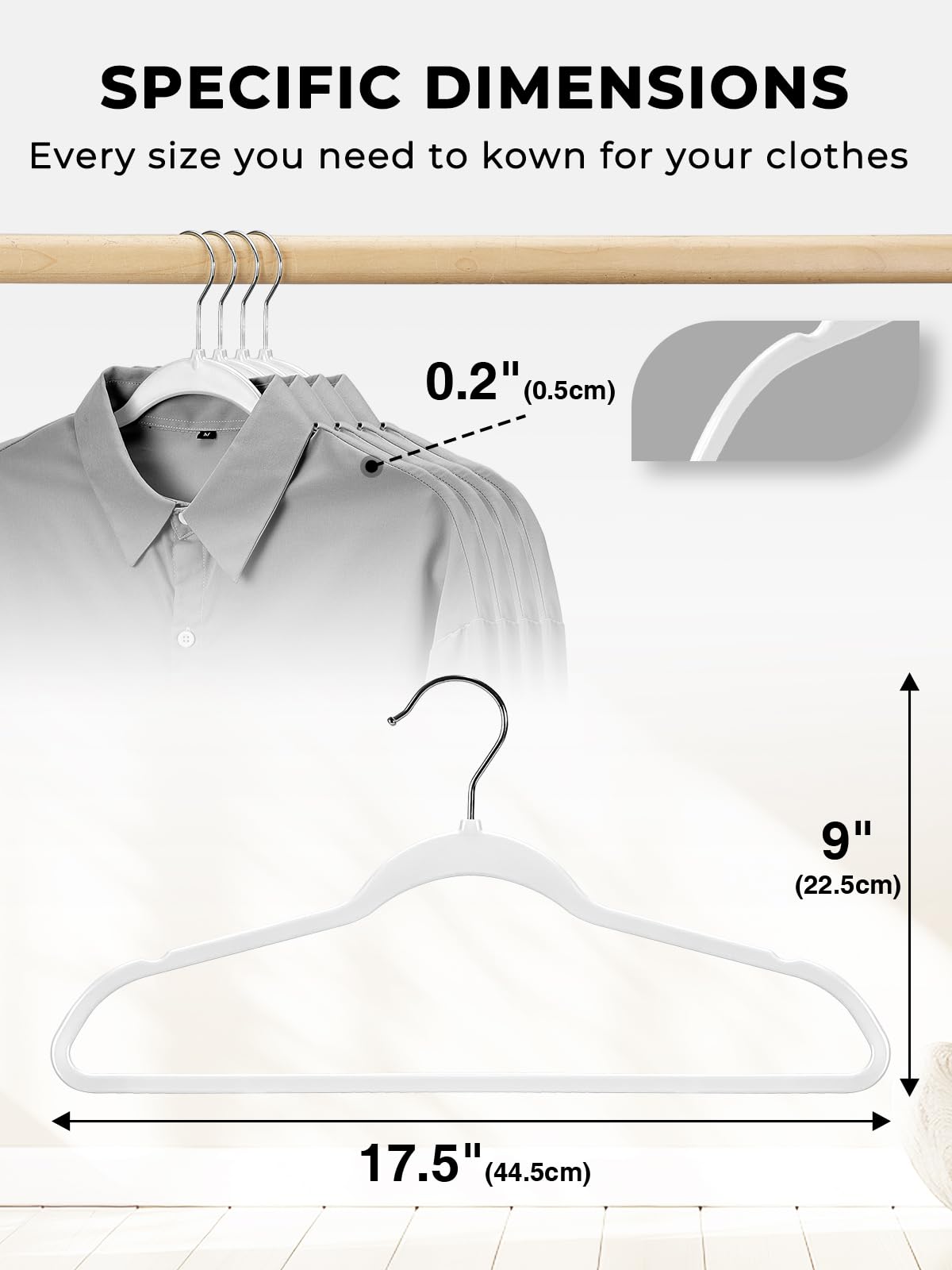 SMARTOR Plastic Hangers 50 Pack - Thin Clothes Hangers Heavy Duty | Durable | Lightweight | Space Saving | Slim | Flexible - Dorm Room Essentials for College Students - White