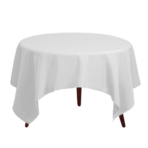 Gee Di Moda Square Tablecloth - 52 x 52 Inch White Table Cloth for Small Square or Round Tables - Heavy Duty Washable Fabric - for Buffet Table, Holiday Party, Dinner, Wedding & Baby Shower