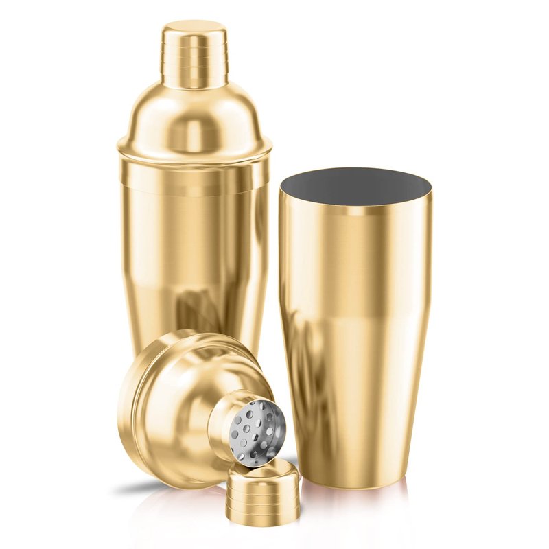 LUCKYGOOBO Cocktail Shaker,24 oz Martini Shaker,Food Grade Stainless Steel Martini Mixer Built-in Strainer,Drink Shaker,Bartender Kit Gifts. (Gold)
