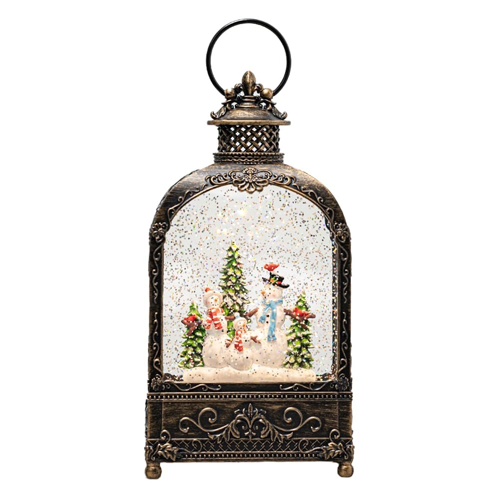 Christmas Snow Globes Lantern Christmas Snow Globe with Music Snowman Poetry,6H Timer,USB Lined/Battery Operated Lighted Lantern for Christmas Festival Decoration Gifts